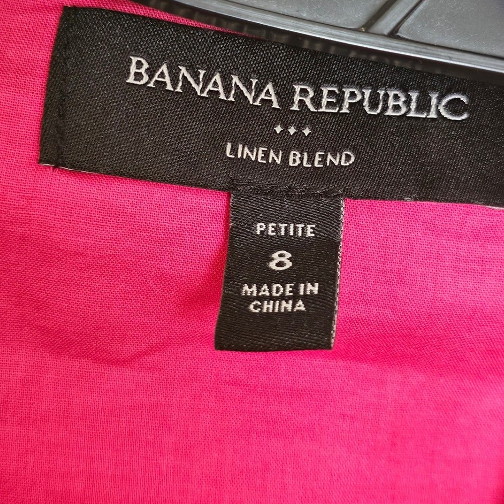 Banana Republic Pink Linen Blend Cutout Midi Dress Womens Petite 8 Pockets - Picture 5 of 7